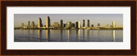Framed Reflection of skyscrapers in water at sunset, San Diego, California, USA Print