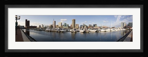 Framed Boats Moored at Inner Harbor, Baltimore, Maryland Print