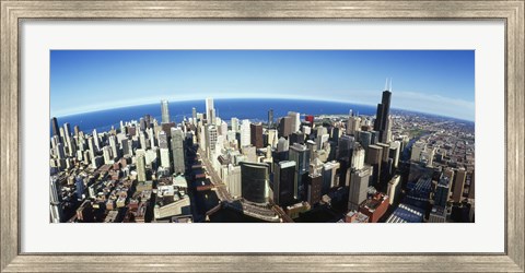 Framed Aerial view of Chicago with the lake in the background, Cook County, Illinois, USA 2010 Print