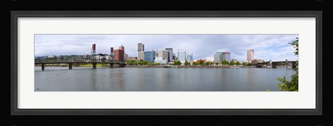 Framed Bridges with city skyline in the background, Hawthorne Bridge, Burnside Bridge, Willamette River, Portland, Oregon, USA 2010 Print