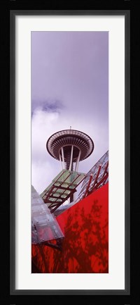 Framed Low angle view of a tower (vertical), Space Needle, Seattle, Washington State Print