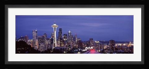 Framed Space Needle and Seattle Skyline 2010 Print