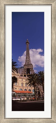Framed Low angle view of a hotel, Replica Eiffel Tower, Paris Las Vegas, The Strip, Las Vegas, Nevada, USA Print