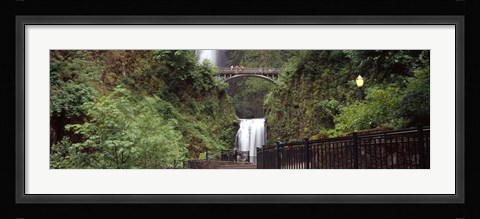 Framed Waterfall in a forest, Multnomah Falls, Hood River, Columbia River Gorge, Oregon Print