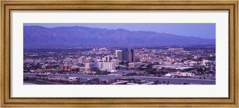 Framed Tucson, Arizona with Purple Sky 2010 Print