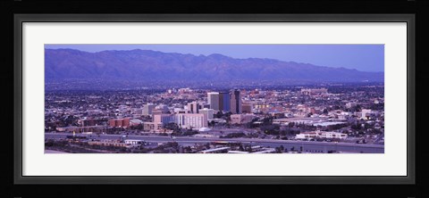 Framed Tucson, Arizona with Purple Sky 2010 Print