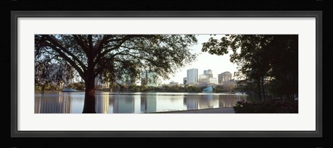 Framed Lake Eola, Orlando, Florida (black &amp; white) Print