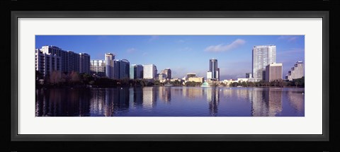 Framed Buildings Reflecting in Lake Eola, Orlando, Florida Print