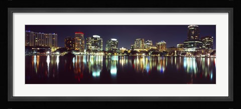Framed Buildings at night, Lake Eola, Orlando, Florida Print