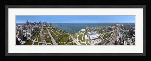 Framed 180 degree view of a city, Lake Michigan, Chicago, Cook County, Illinois, USA 2009 Print