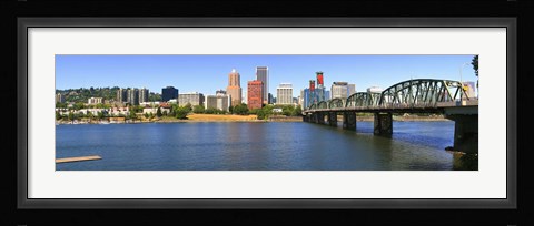 Framed Bridge across the river, Hawthorne Bridge, Willamette River, Portland, Multnomah County, Oregon, USA Print