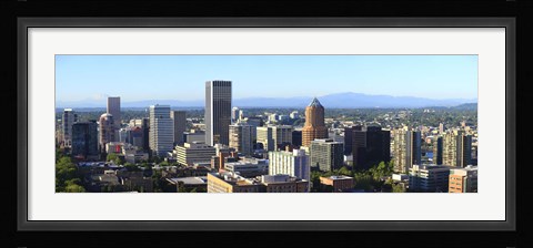 Framed Cityscape with Mt St. Helens and Mt Adams in the background, Portland, Multnomah County, Oregon, USA 2010 Print