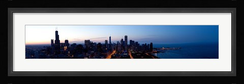 Framed High angle view of a city at dusk, Chicago, Cook County, Illinois, USA 2009 Print