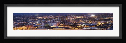 Framed City lit up at night, Tucson, Pima County, Arizona, USA Print