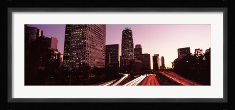Framed Highway through Skyscrapers in Los Angeles, California Print