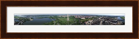 Framed Aerial view of a monument, Tidal Basin, Constitution Avenue, Washington DC, USA Print