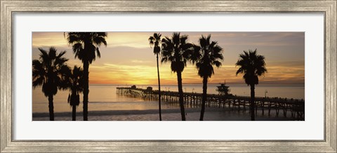 Framed Silhouette of a pier, San Clemente Pier, Los Angeles County, California Print