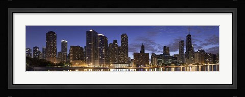 Framed Night Skyline, Lake Michigan, Chicago, Cook County, Illinois, USA 2010 Print