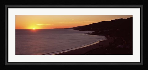 Framed Beach at sunset, Malibu Beach, Malibu, Los Angeles County, California, USA Print