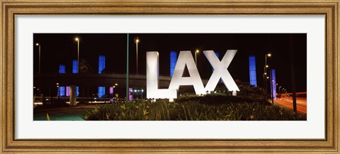 Framed Neon sign at an airport, LAX Airport, City Of Los Angeles, Los Angeles County, California, USA Print