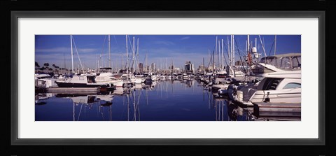 Framed Sailboats at a harbor, Long Beach, Los Angeles County, California, USA Print