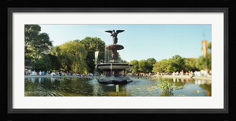 Framed Fountain in a park, Central Park, Manhattan, New York City, New York State, USA Print