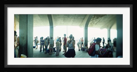Framed Tourists on a boardwalk, Coney Island, Brooklyn, New York City, New York State, USA Print
