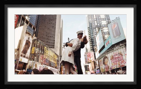 Framed Sculpture in a city, V-J Day, World War Memorial II, Times Square, Manhattan, New York City, New York State, USA Print