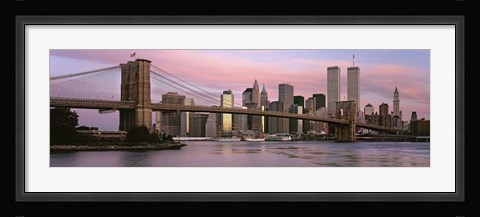 Framed Bridge across a river, Brooklyn Bridge, Manhattan, New York City, New York State, USA Print
