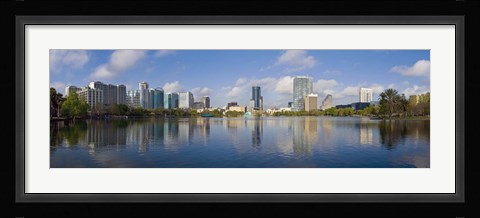 Framed Reflection of buildings in a lake, Lake Eola, Orlando, Orange County, Florida, USA 2010 Print