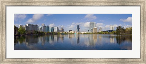 Framed Reflection of buildings in a lake, Lake Eola, Orlando, Orange County, Florida, USA 2010 Print