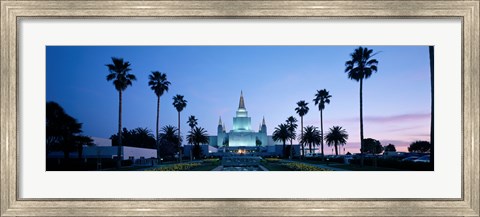 Framed Oakland Temple at dusk, Oakland, California Print