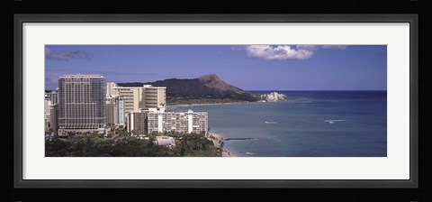 Framed Buildings at the waterfront, Honolulu, Oahu, Honolulu County, Hawaii Print