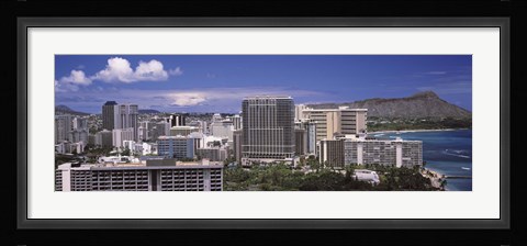 Framed Honolulu Buildings, Oahu, Honolulu County, Hawaii Print