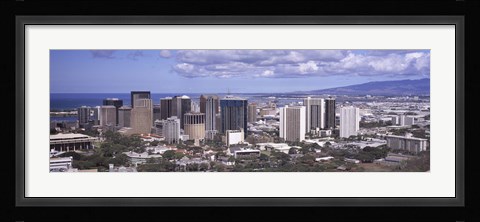 Framed High angle view of a city, Honolulu, Oahu, Honolulu County, Hawaii, USA 2010 Print