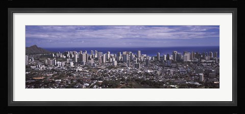 Framed Aerial view of a city, Honolulu, Oahu, Honolulu County, Hawaii, USA 2010 Print