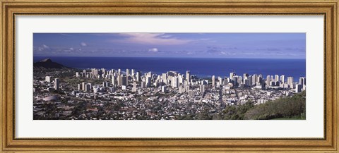 Framed Honolulu skyline, Oahu, Honolulu County, Hawaii, USA 2010 Print