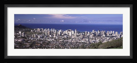 Framed Honolulu skyline, Oahu, Honolulu County, Hawaii, USA 2010 Print