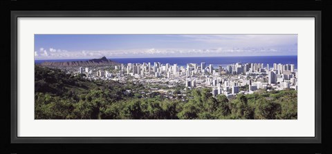 Framed View of Honolulu with the ocean in the background, Oahu, Honolulu County, Hawaii, USA 2010 Print