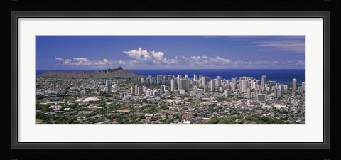 Framed View of a city, Honolulu, Oahu, Honolulu County, Hawaii, USA 2010 Print