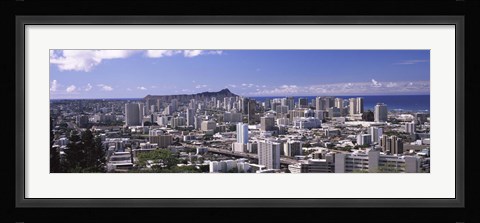 Framed High angle view of a city, Honolulu, Oahu, Honolulu County, Hawaii, USA Print