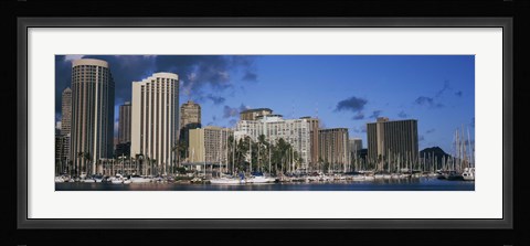 Framed Boats docked at a harbor, Honolulu, Hawaii, USA 2010 Print