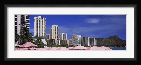 Framed Skyscrapers at the waterfront, Honolulu, Oahu, Hawaii, USA Print