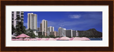 Framed Skyscrapers at the waterfront, Honolulu, Oahu, Hawaii, USA Print