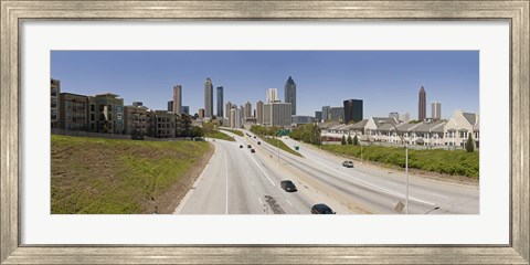 Framed Vehicles moving on the road leading towards the city, Atlanta, Georgia, USA Print