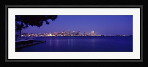 Framed San Diego in the Distance, Night View Print
