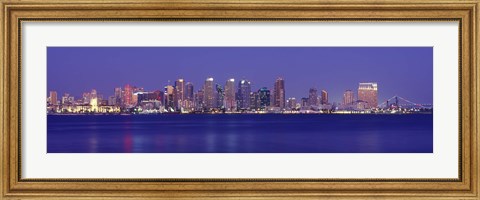 Framed San Diego in Bright Blue Print