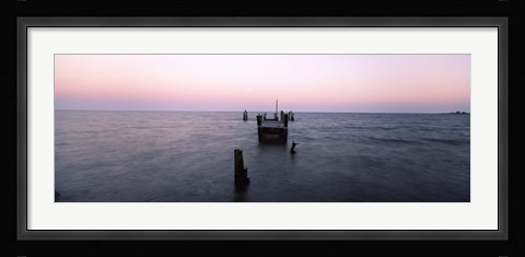 Framed Pier in the Atlantic Ocean, Dilapidated Pier, North Point State Park, Edgemere, Baltimore County, Maryland, USA Print