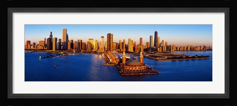 Framed Sunrise at Navy Pier, Lake Michigan, Chicago, Cook County, Illinois, USA Print