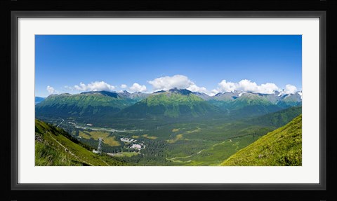Framed Aerial view of a ski resort, Alyeska Resort, Girdwood, Chugach Mountains, Anchorage, Alaska, USA Print